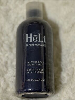 Pure Romance HeLi Shower Gel & Bubble Bath - Navy Blue Bottle